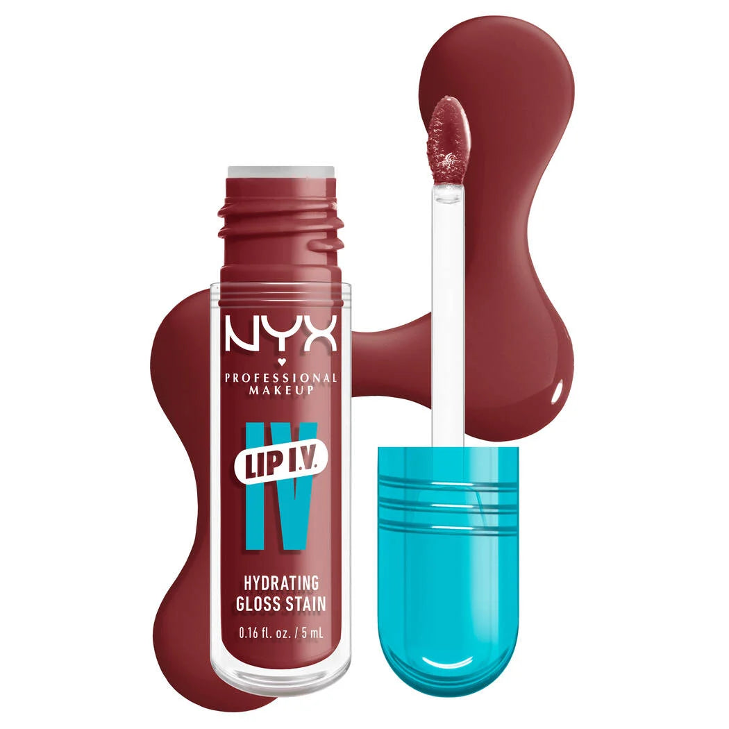 NYX Professional Makeup Lip I.V. Hydrating Lip Gloss Stain – Shade 08 - Drippin' in Rose - The Powder Room