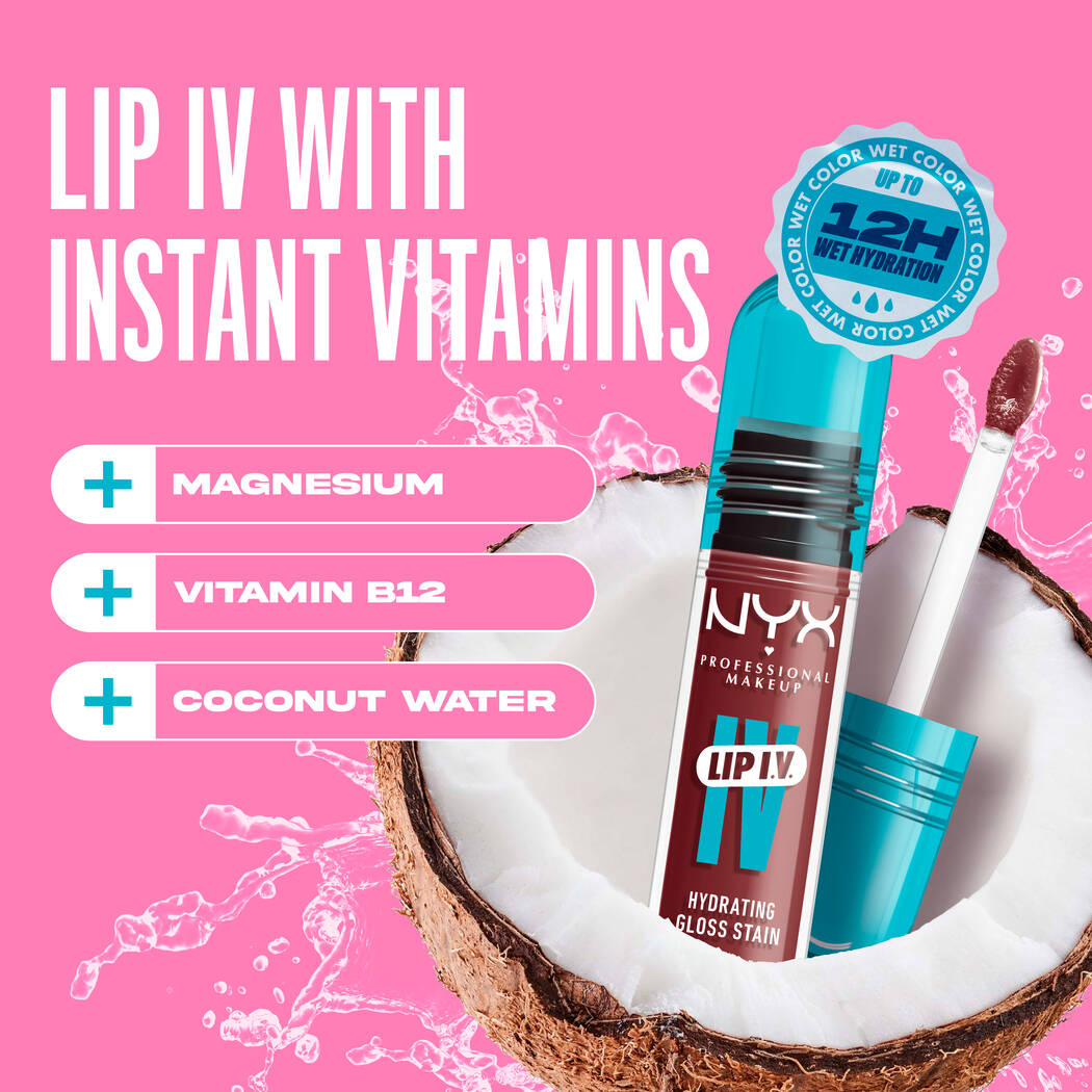 NYX Professional Makeup Lip I.V. Hydrating Lip Gloss Stain – Shade 08 - Drippin' in Rose - The Powder Room
