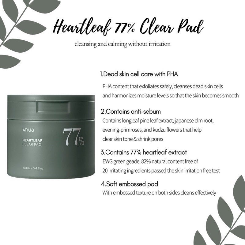 ANUA HEARTLEAF 77% TONER PAD - The Powder Room