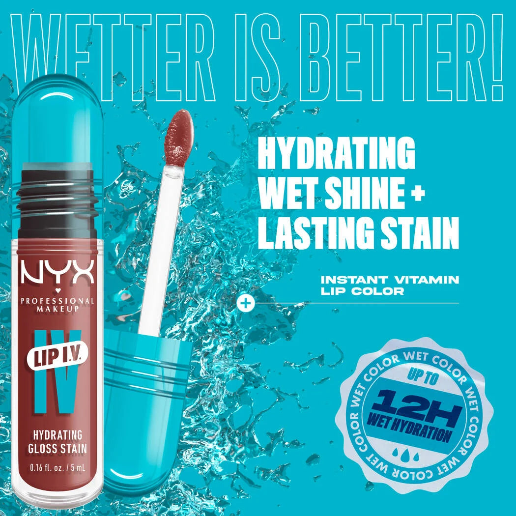 NYX Professional Makeup Lip I.V. Hydrating Lip Gloss Stain – Shade 02 - Hydra Honey - The Powder Room