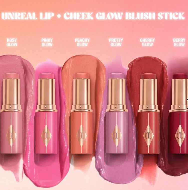 Charlotte Tilbury Unreal Lip + Cheek Glow Blush Stick with Hyaluronic Acid - Shade: Pretty Glow- The Powder Room