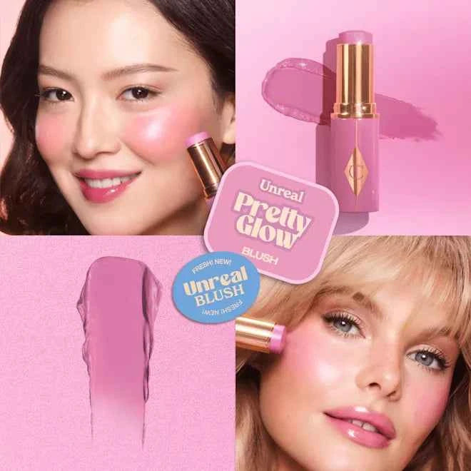 Charlotte Tilbury Unreal Lip + Cheek Glow Blush Stick with Hyaluronic Acid - Shade: Pretty Glow- The Powder Room