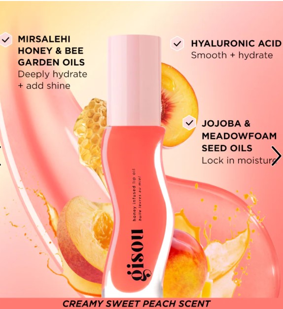 Gisou Honey Infused Lip Oil - Bee-llini Peach - The Powder Room