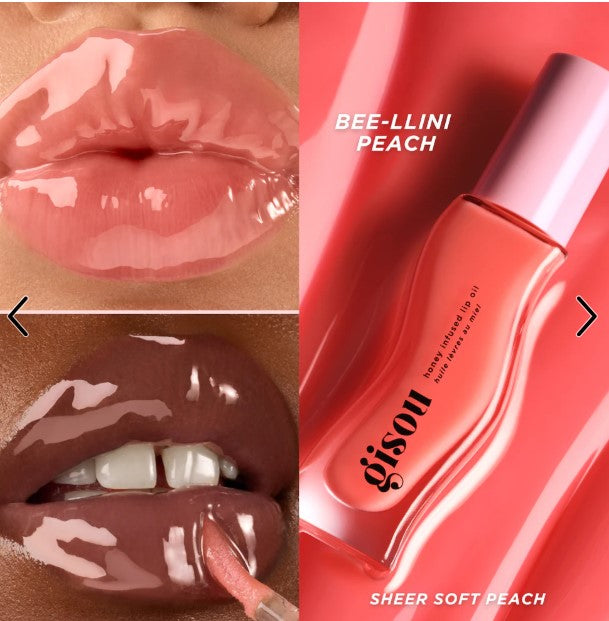 Gisou Honey Infused Lip Oil - Bee-llini Peach - The Powder Room