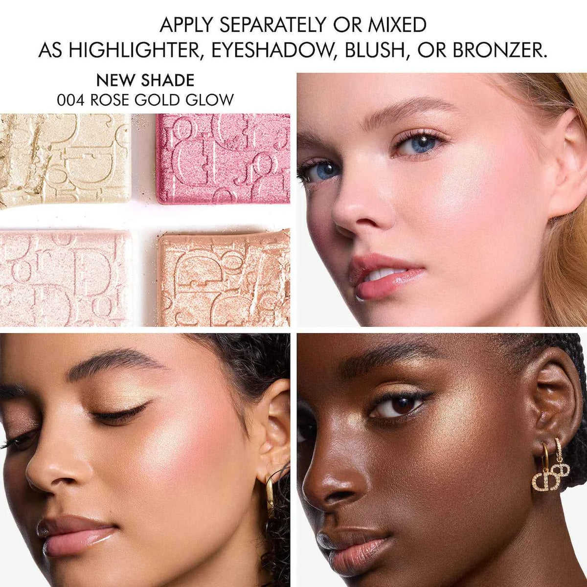 Dior highlighter palette Rose Gold Glow swatches