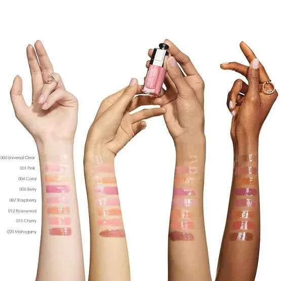Dior lip glow oil 001 pink lip oil swatch