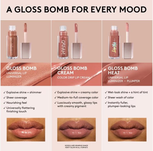 Fenty Beauty Gloss Bomb Heat Universal Lip Luminizer + Plumper - FU$$Y sheer pink - The Powder Room