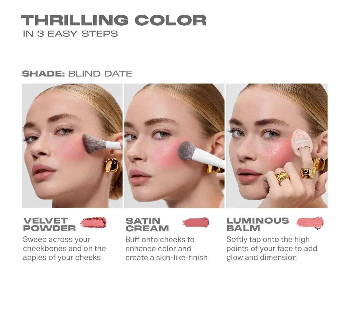 Morphe Cheek Thrills Multi-Finish Face Trio Blind Date - The Powder Room