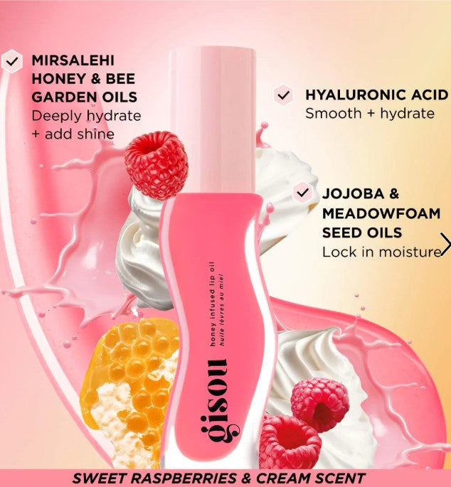 Gisou Honey Infused Lip Oil - Raspberry Swirl - The Powder Room