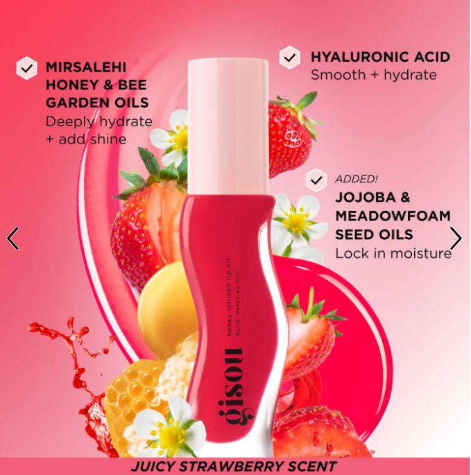 Gisou Honey Infused Lip Oil - Strawberry Sorbet - The Powder Room