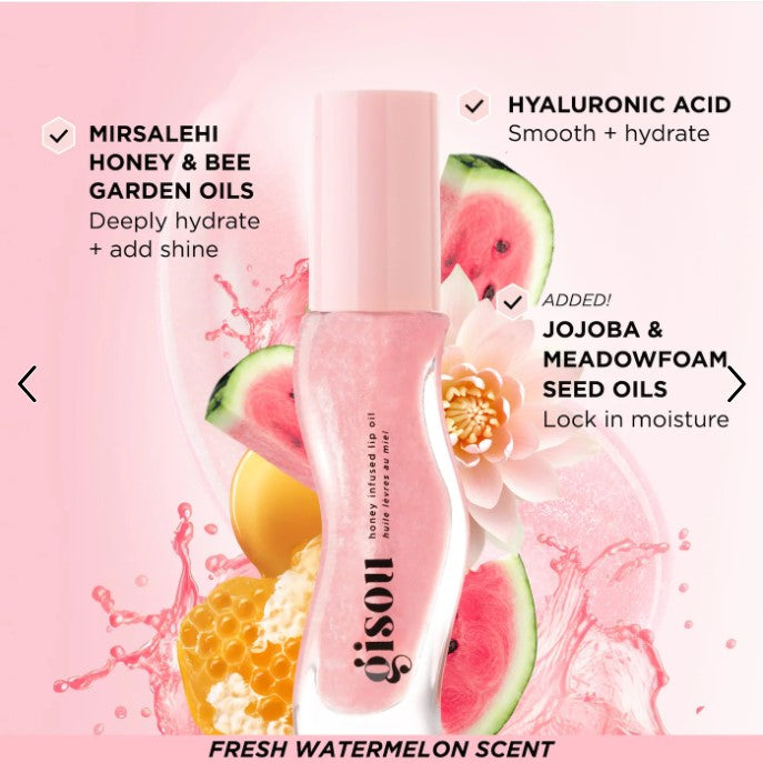 Gisou Honey Infused Lip Oil - Watermelon Sugar - The Powder Room