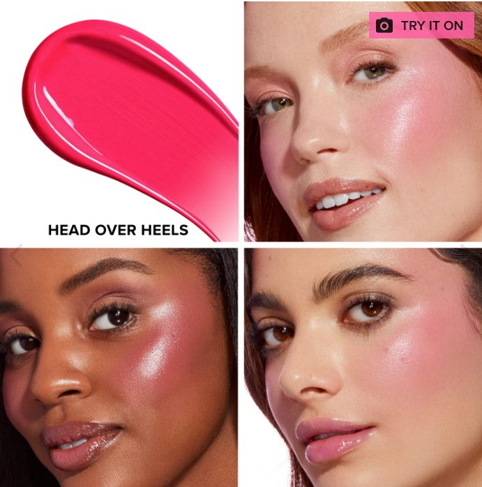 Too Faced Love Flush Glowing Liquid Blush Head Over Heels bouncy buildable liquid blush hyaluronic acid vegan cruelty free
