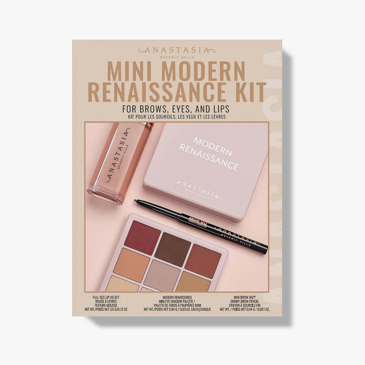 Anastasia Beverly Hills Mini Modern Renaissance Kit eyeshadow palette Brow Wiz Lip Velvet Softy glam trio brows eyes lips