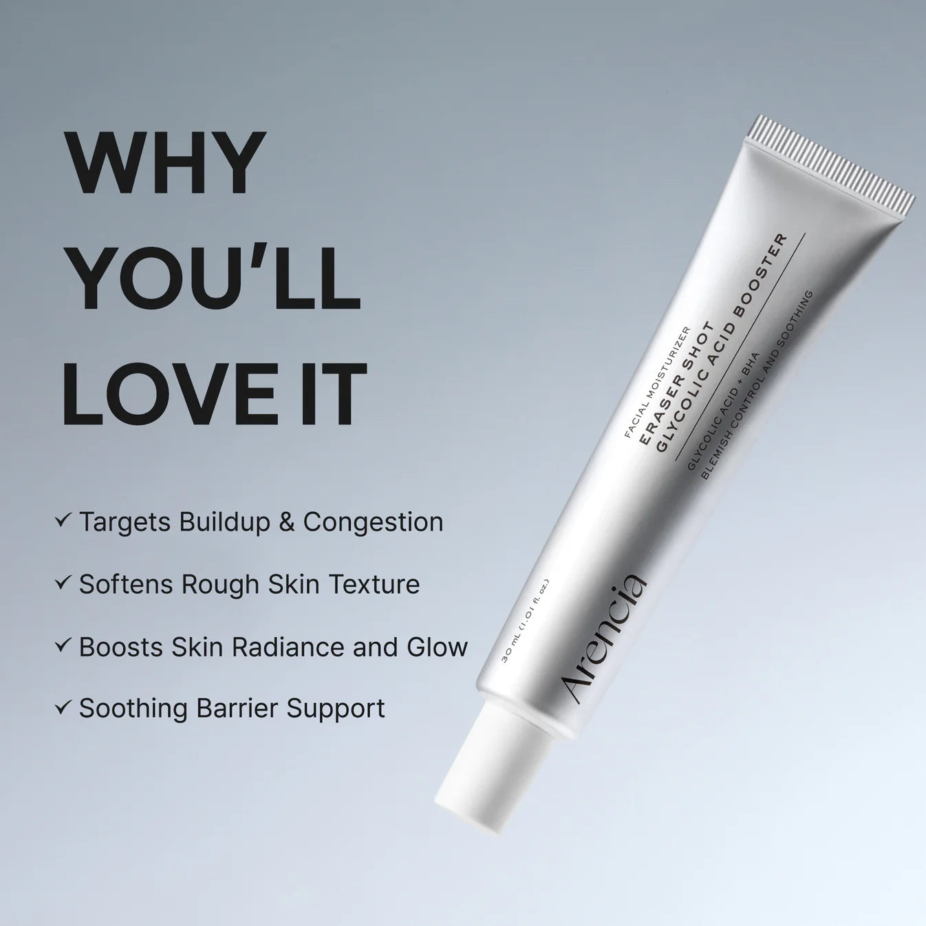 Arencia Eraser Shot Glycolic Acid Booster daily clarifying multi acid formula smoother skin