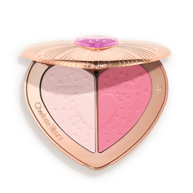 Charlotte Tilbury Pillow Talk Beauty Soulmates Palette Flawless Pink heart-shaped brightening powder matte blush limited edition
