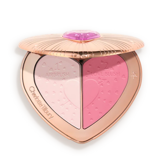 Charlotte Tilbury Pillow Talk Beauty Soulmates Palette Flawless Pink heart-shaped brightening powder matte blush limited edition
