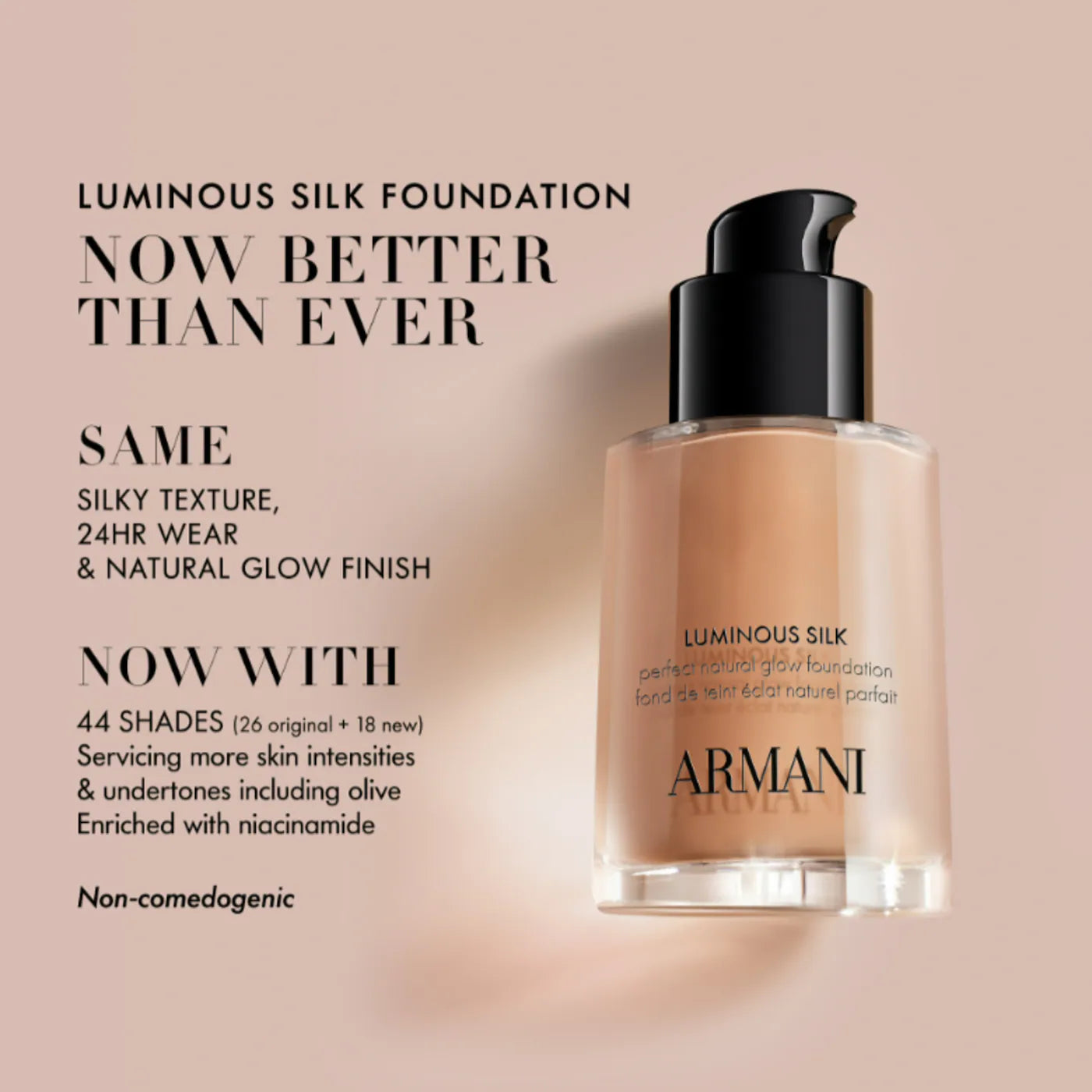Giorgio Armani Luminous Silk Natural Glow Blurring Liquid Foundation shade 5.1 Light to Medium Pink cool rosy undertone 24 hour wear natural glow finish