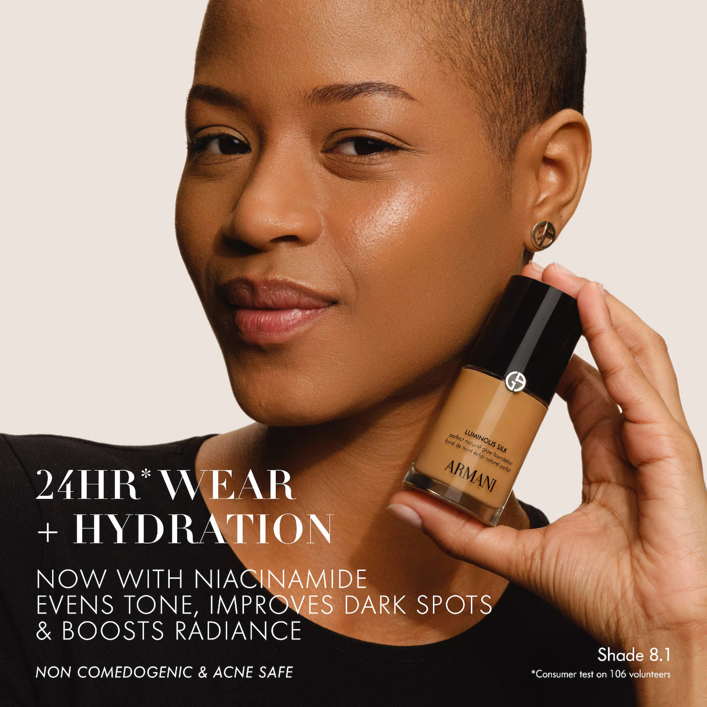Giorgio Armani Luminous Silk Natural Glow Blurring Liquid Foundation shade 5.2 light medium warm peach undertone 24 hour wear natural glow finish