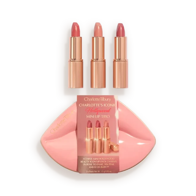 Charlotte Tilbury Hollywood Iconic Mini Lip Trio Travel Size Lip Kit - The Powder Room