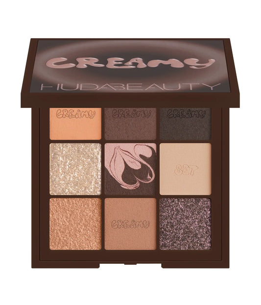 Huda Beauty Creamy Obsessions Eyeshadow Palette Neutral Brown 9 shades cream matte shimmer mini palette
