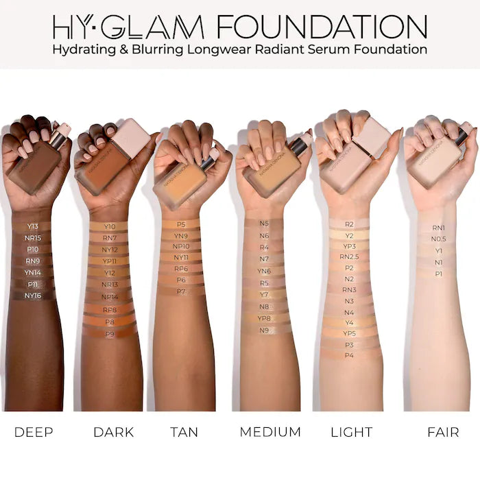 NATASHA DENONA Hy-Glam Foundation YP3 Light Yellow 30ml hydrating luminous serum foundation