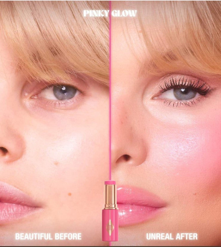 Charlotte Tilbury Unreal Lip + Cheek Glow Blush Stick with Hyaluronic Acid - Shade: Pinky Glow - The Powder Room