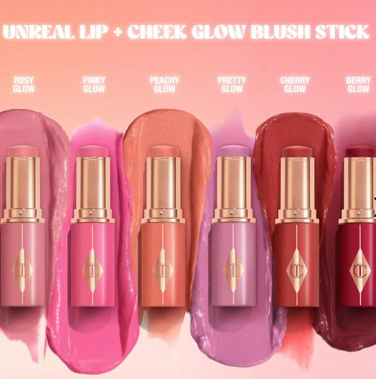 Charlotte Tilbury Unreal Lip + Cheek Glow Blush Stick with Hyaluronic Acid - Shade: Pinky Glow - The Powder Room