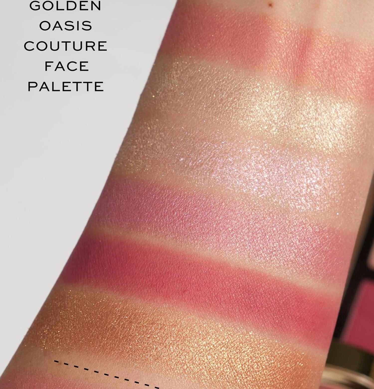 YSL Golden Oasis highlighter and blush swatches