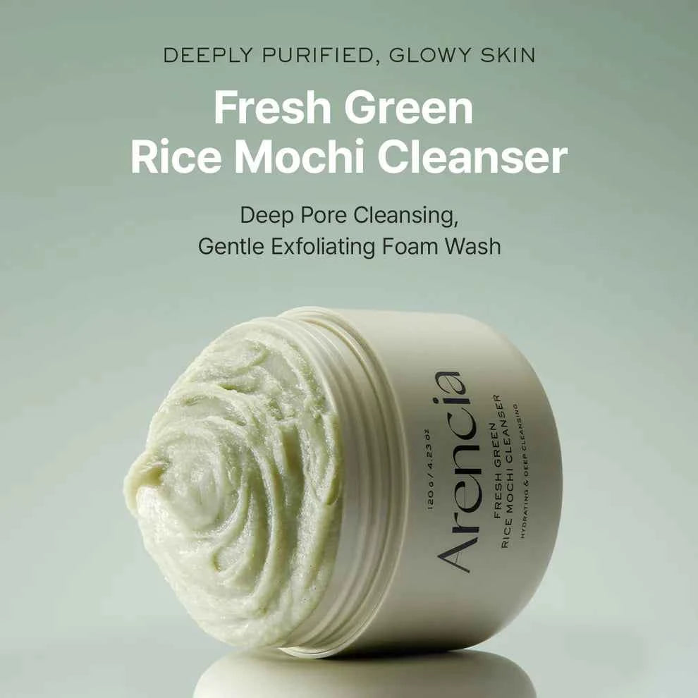 Arencia Fresh Green Rice Mochi Cleanser, Gentle Daily Cleanser for Acne-Prone Skin - The Powder Room