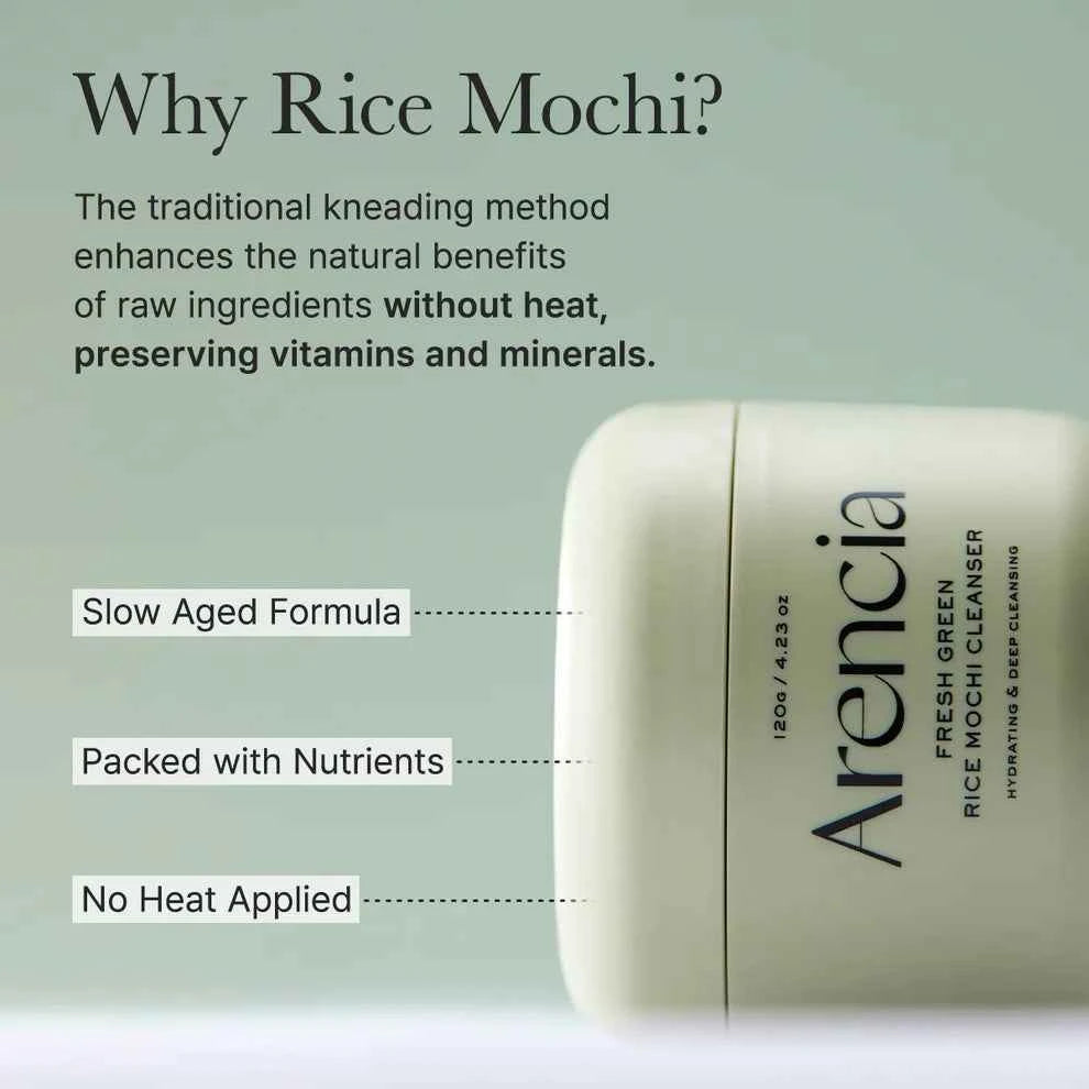 Arencia Fresh Green Rice Mochi Cleanser, Gentle Daily Cleanser for Acne-Prone Skin - The Powder Room
