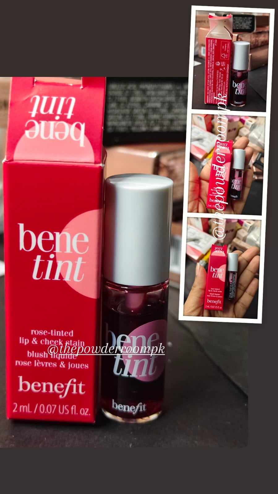 Benefit Cosmetics Benetint 2ml mini rose tinted lip and cheek stain liquid blush waterproof smudge proof buildable natural flush
