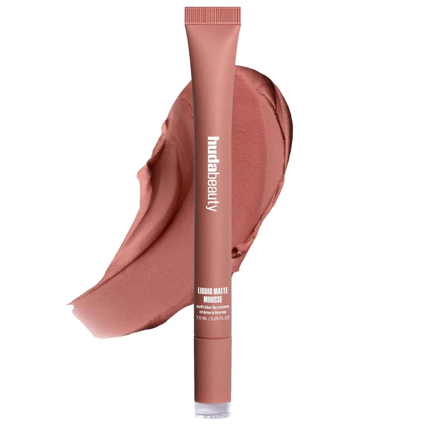 HUDA BEAUTY Liquid Matte Mousse Soft Blur Lip Cream Bombshell Pinky Brown pinky brown nude matte lip