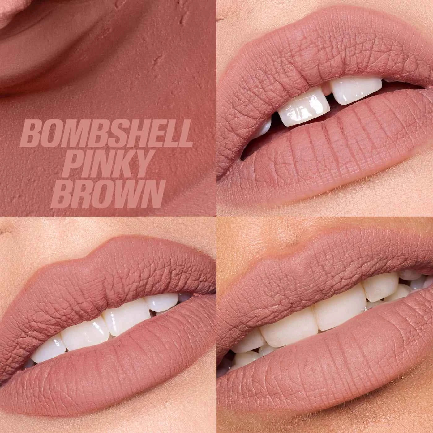 HUDA BEAUTY Liquid Matte Mousse Soft Blur Lip Cream Bombshell Pinky Brown pinky brown nude matte lip