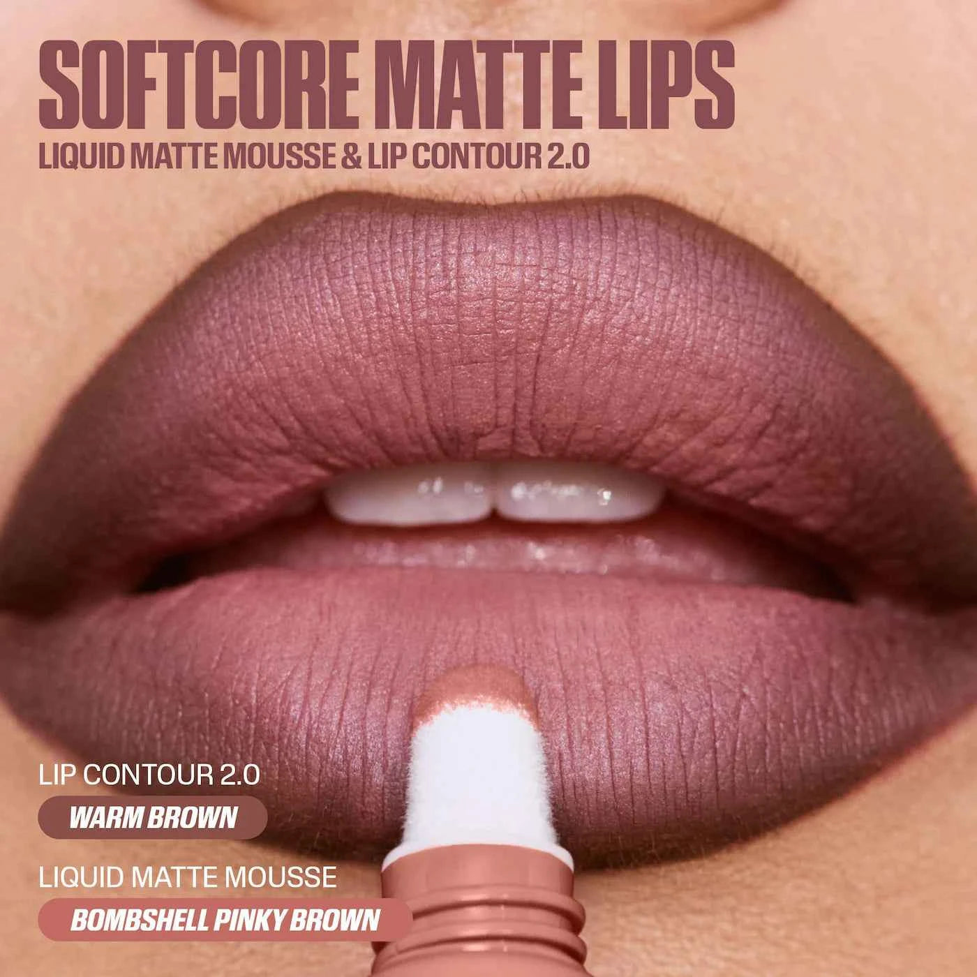 HUDA BEAUTY Liquid Matte Mousse Soft Blur Lip Cream Bombshell Pinky Brown pinky brown nude matte lip