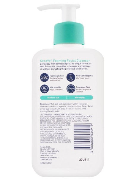 CeraVe Foaming Facial Cleanser - For Normal to Oily Skin - 237 ml - The Powder Room