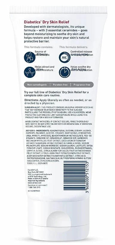 Cerave Diabetics Dry Skin Relief Moisturising Cream - 236ml - The Powder Room