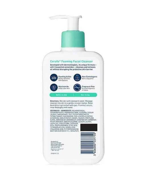CeraVe Foaming Facial Cleanser - For Normal to Oily Skin 12 fl.oz - The Powder Room