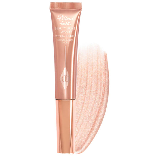 Charlotte Tilbury Beauty Light Highlighter Wand Pillow Talk soft rose gold illuminating gel cushion applicator cruelty free
