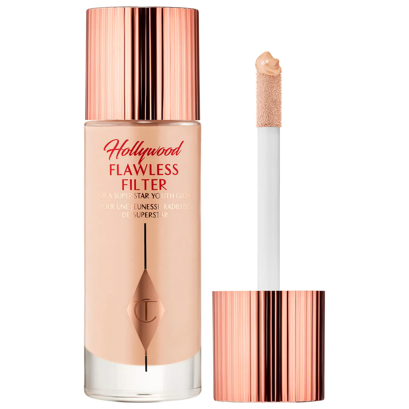 Charlotte Tilbury Hollywood Flawless Filter shade 1 Fair neutral beige glow booster primer highlighter sheer tint porcelain flower extract blurring powders
