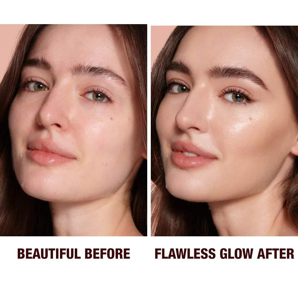 Charlotte Tilbury Hollywood Flawless Filter shade 2 Fair peachy beige glow booster primer highlighter sheer tint porcelain flower extract blurring powders light skin
