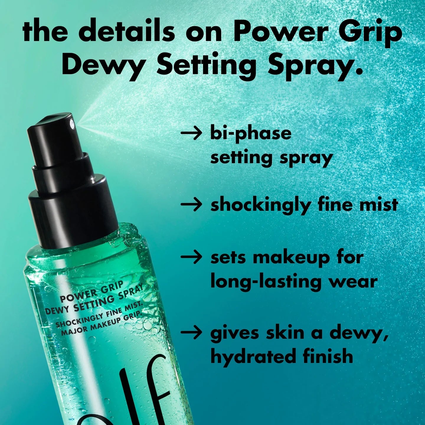 e.l.f. Power Grip Dewy Setting Spray gripping dewy makeup setting spray radiant glass skin finish