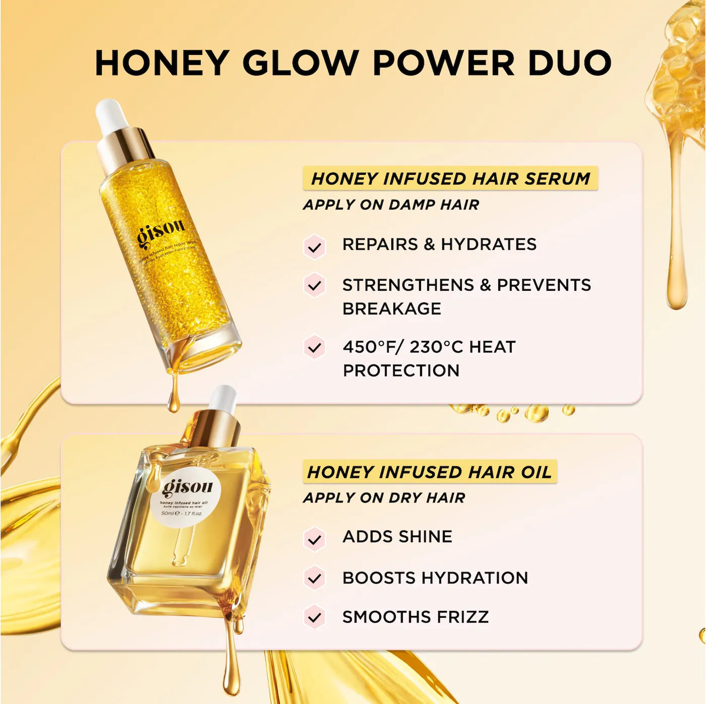Gisou Honey Infused Hair Repair Serum 30ml