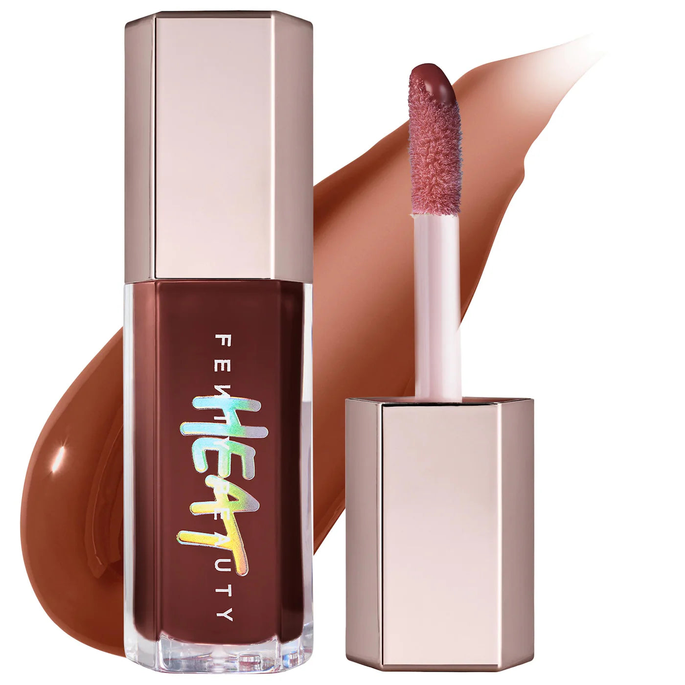 Fenty Beauty Gloss Bomb Heat Hot Chocolit 04 sheer rich brown lip plumper wet look shine tawny brown cruelty free