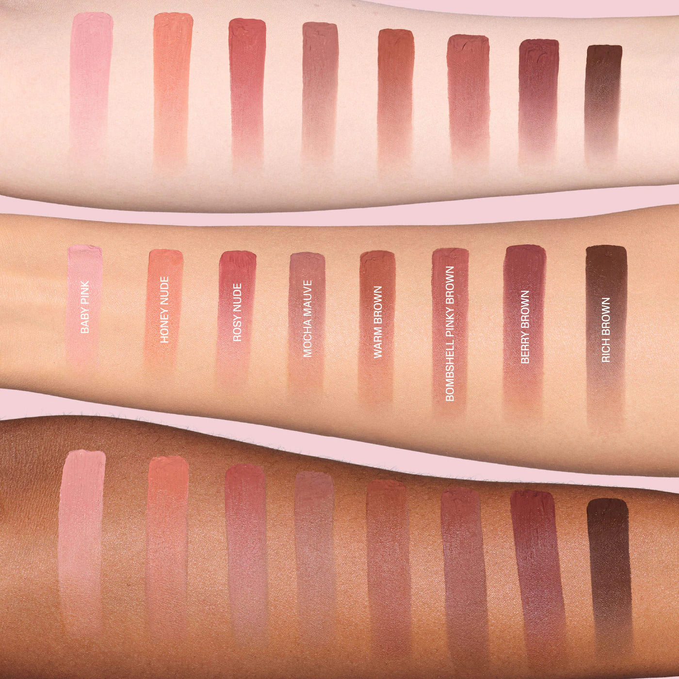 HUDA BEAUTY Liquid Matte Mousse Soft Blur Lip Cream Bombshell Pinky Brown pinky brown nude matte lip