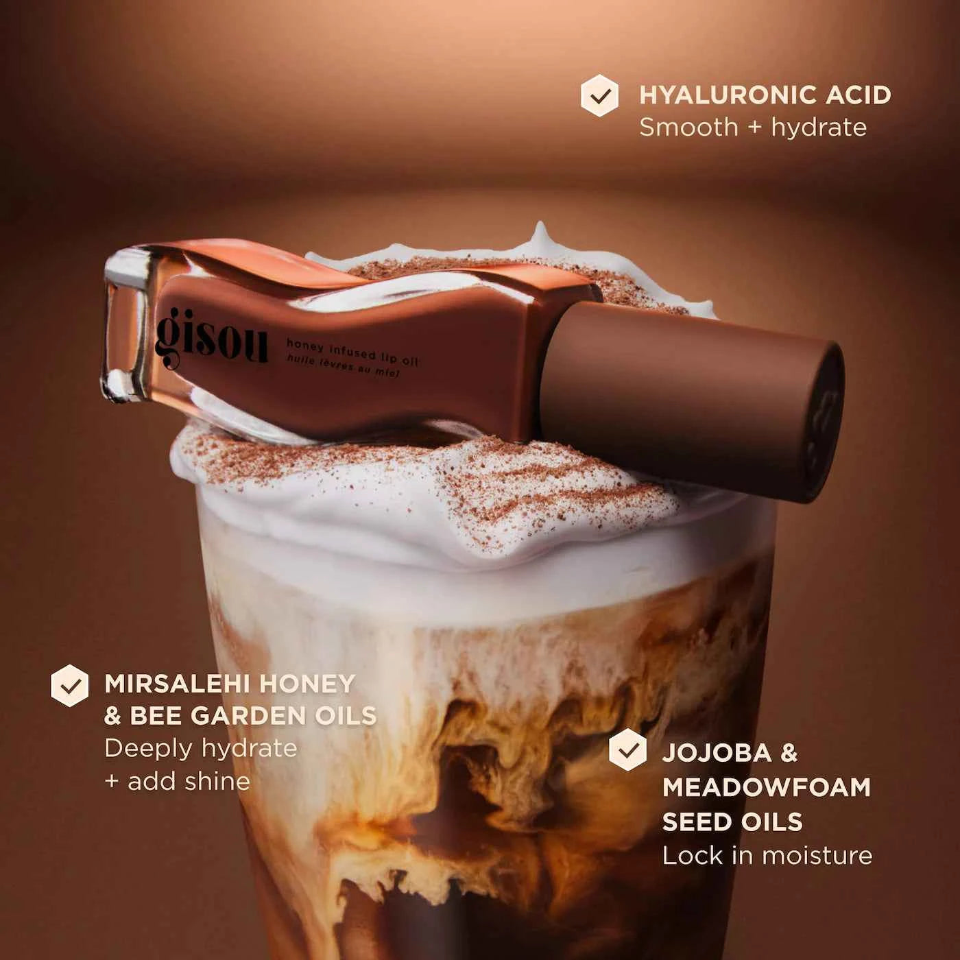 Gisou Honey Infused Hydrating Lip Oil – Milky Mocha (Milky Mocha Brown) 8ml