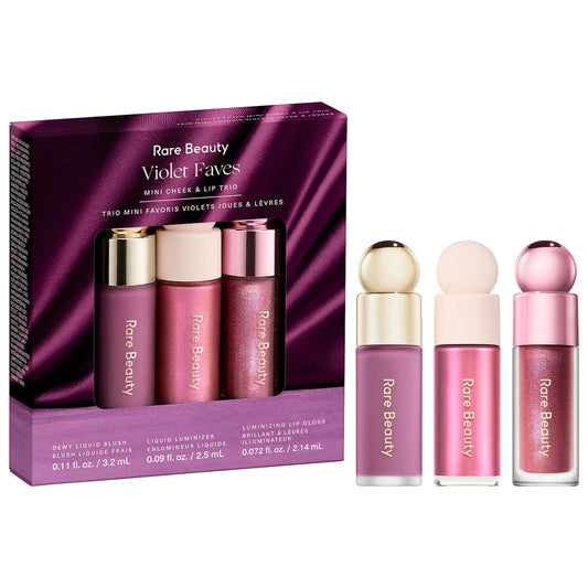 Rare Beauty Violet Faves Mini Cheek and Lip Trio makeup gift set in Pakistan