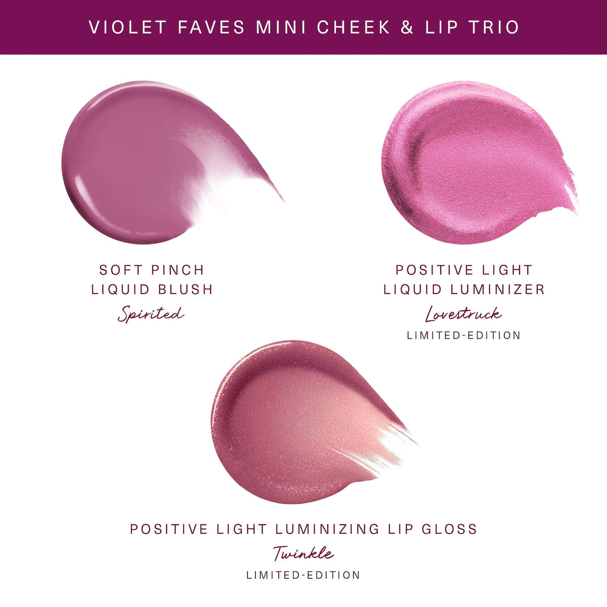 Rare Beauty Violet Faves Mini Cheek and Lip Trio makeup gift set in Pakistan