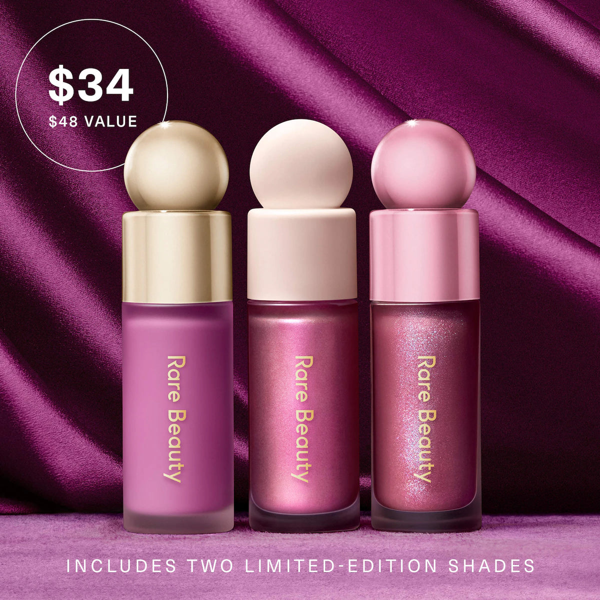 Rare Beauty Violet Faves Mini Cheek and Lip Trio makeup gift set in Pakistan