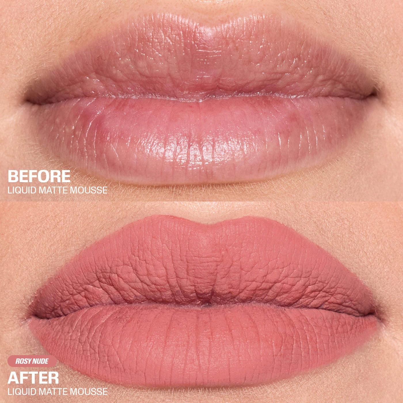 HUDA BEAUTY Liquid Matte Mousse Soft Blur Lip Cream Rosy Nude rustic rose nude matte lip