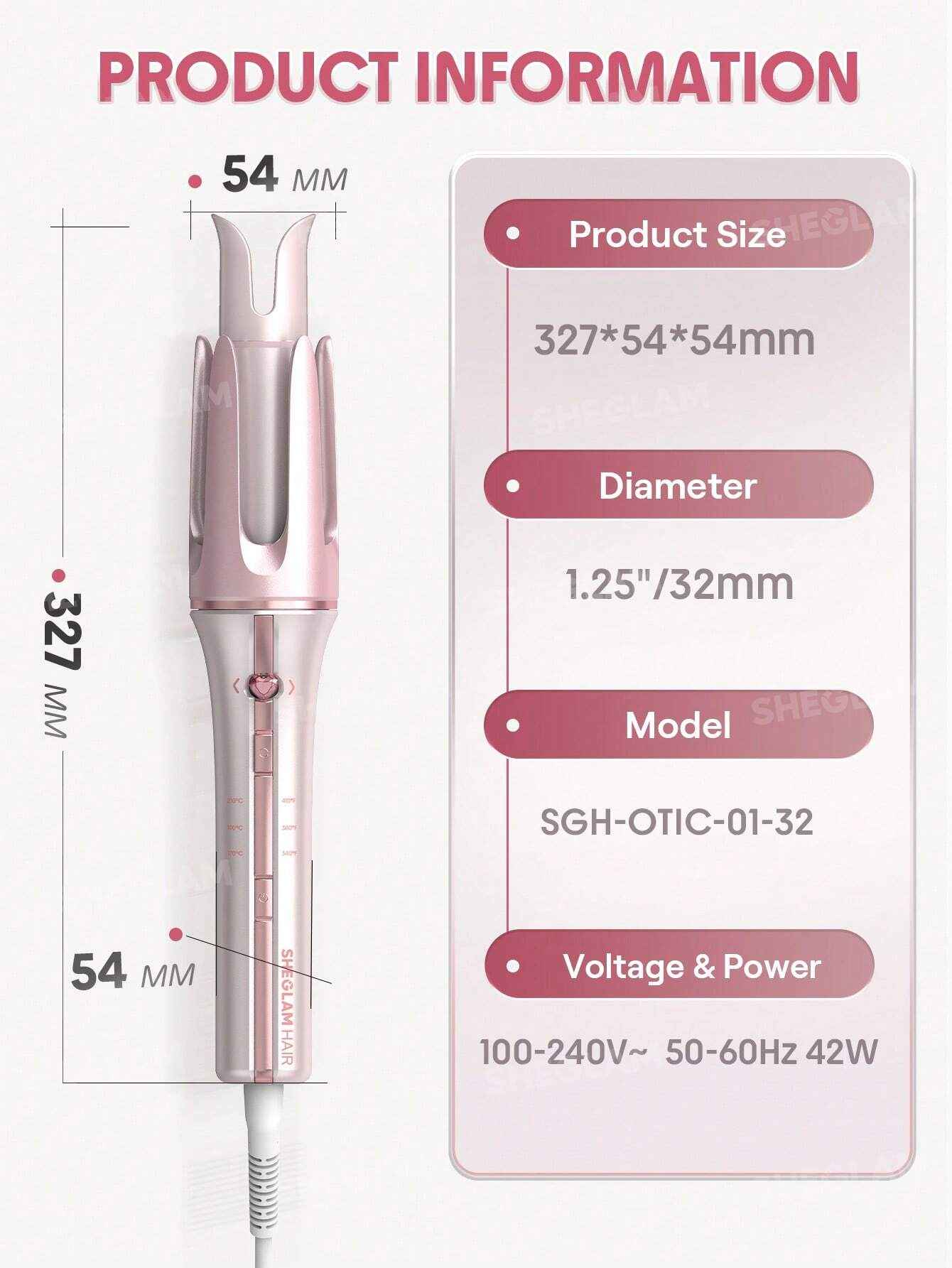 SHEGLAM Cupid’s Charm Automatic Hair Curler 32mm – Baby Pink (EU Plug) | Original in Pakistan